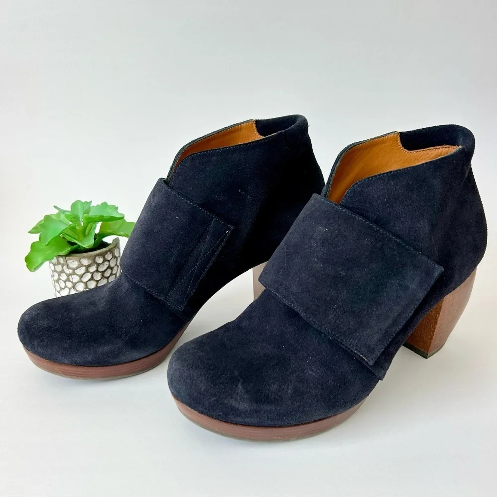 Chie Mihara Charro Black Suede Leather Platform Downtown Clog Boots Size 37